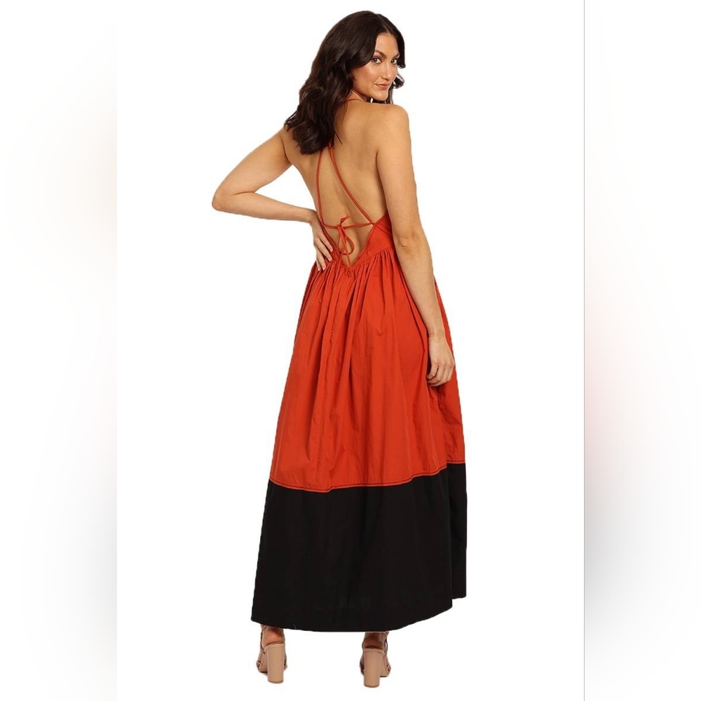 Bassike Two-Tone Cotton Halterneck‎ Maxi Dress - Picture 3 of 11